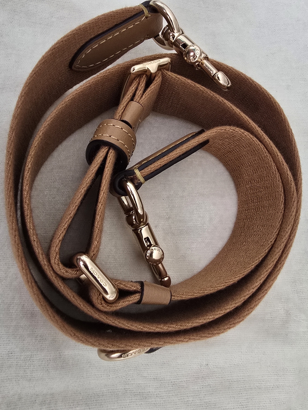 Coach Wide Webbing Crossbody Strap Replacement - Saddle Brown Tan Gold Hardware